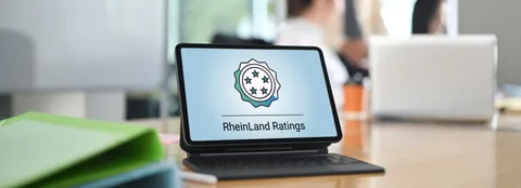 Bildschirm mit dem Hinweis auf die RheinLand Bewertungen und Ratings